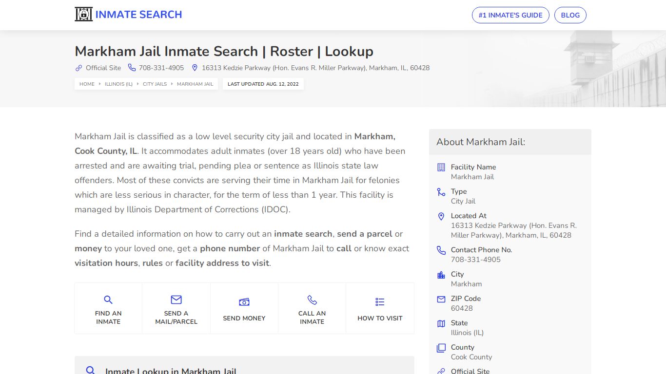 Markham Jail Inmate Search | Roster | Lookup